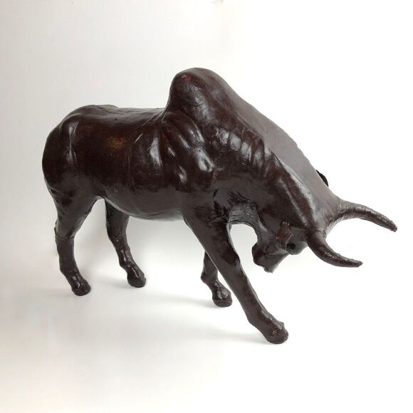 Unique Vintage Other - Vintage MCM Handmade Leather Bull Statue Sculpture Figurine
